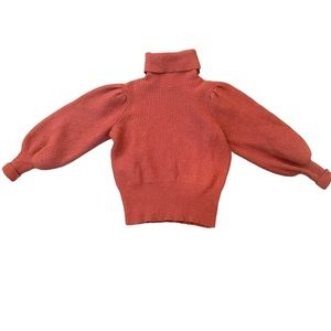 Madewell ribbed turtleneck wool blend sweater maroon burnt orange red medium